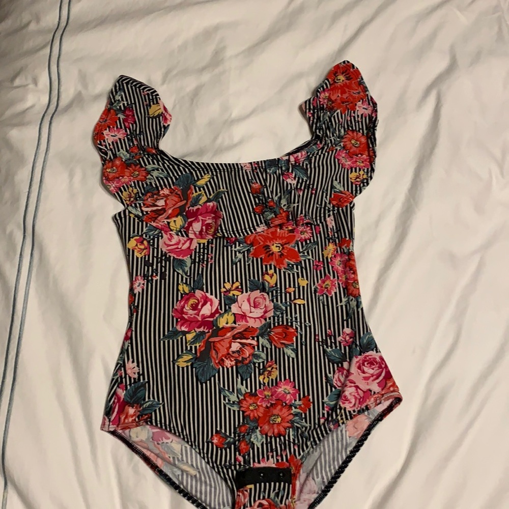 Striped flower bodysuit